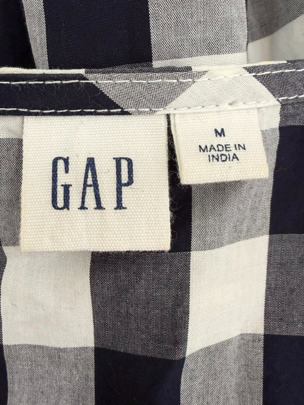 Gap Gingham Wrap Midi Dress Navy White Tie Waist Ruffle Hem Size M - Picture 6 of 10